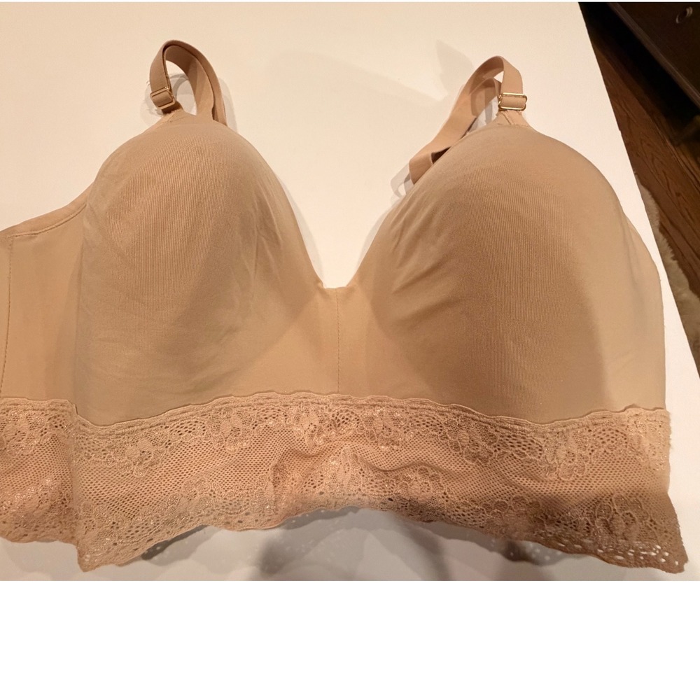 Natori Bliss Perfection Wireless Contour Bra 36DDD Beige Lace 723154
